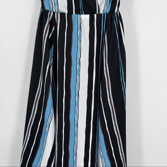 L'ATISTE Multi Striped Cutout Criss-cross A-Line Woven V-neck Sleeveless Dress - Picture 3 of 16